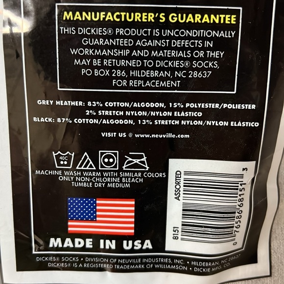 Dickies 6-pair Men’s Cushioned Crew Socks NWT shoe size 6-12.5 - Picture 6 of 6